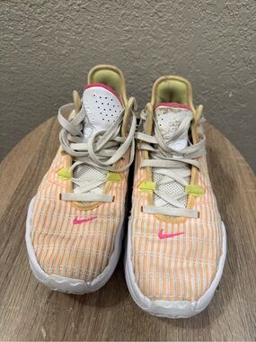 Women’s Lightweight Orange & Pink Stripe Athletic Sneakers